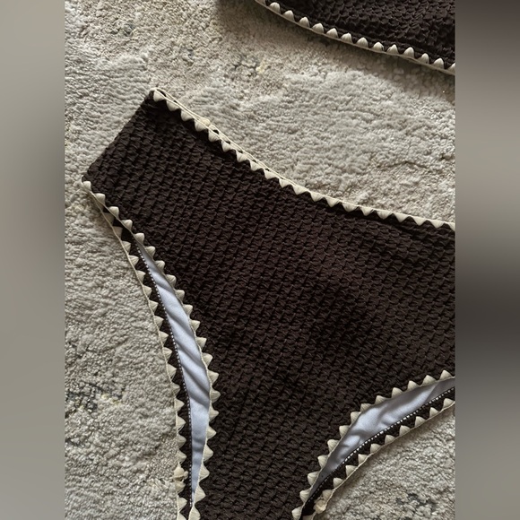 Brown Textured Knit High-Waist Bikini - New - Picture 3 of 5